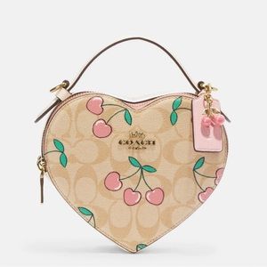 Coach Heart Crossbody In Signature Canvas With Heart Cherry Print